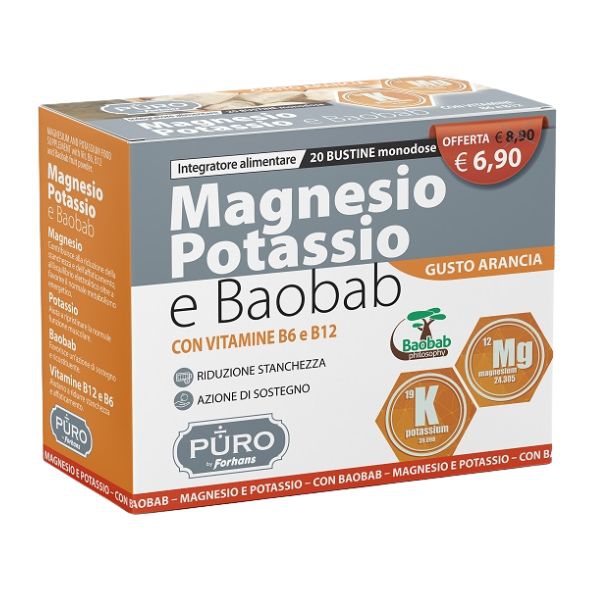 Uragme Puro Magnesio Potassio E Baobab Integratore 20 Bustine Da 4g