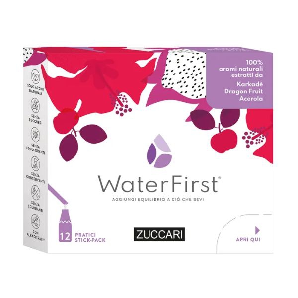 Zuccari WaterFirst Aromatizzatore Acqua Karkad, Dragon Fruit, Acerola 12 Stick