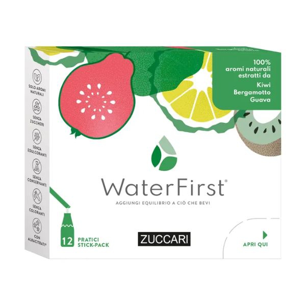 Zuccari WaterFirst Aromatizzatore per Acqua Kiwi  Bergamotto  Guava 12 Stick