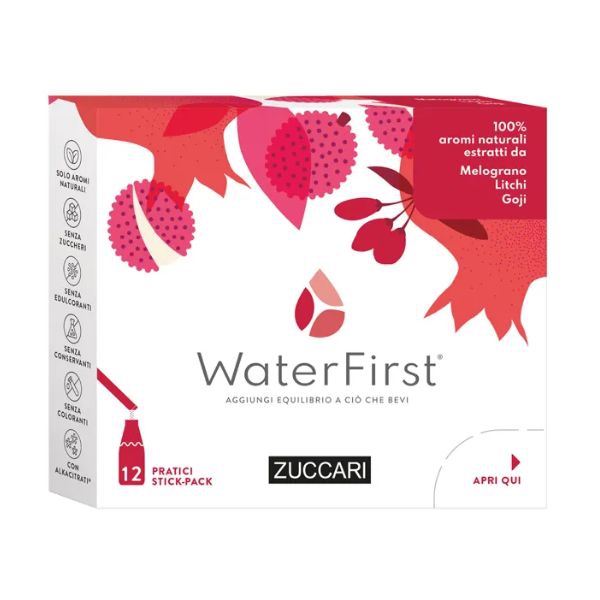 Zuccari WaterFirst Aromatizzatore per Acqua Melograno  Litch  Goji 12 Stick