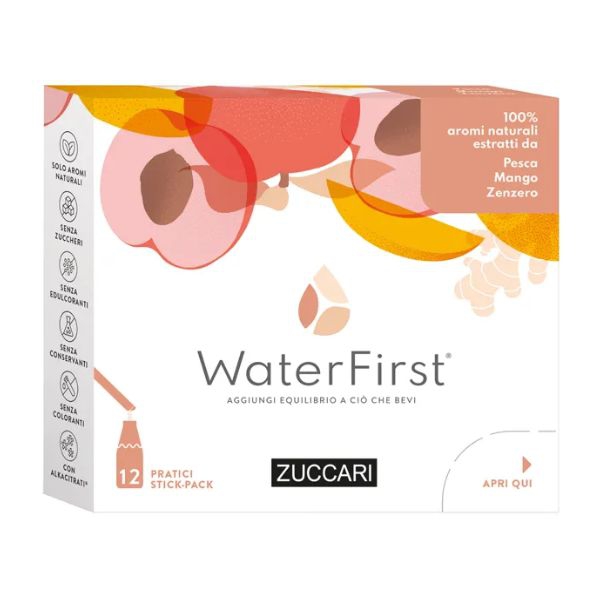 Zuccari WaterFirst Aromatizzatore per Acqua Pesca, Mango, Zenzero 12 Stick