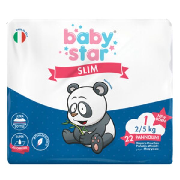 Babystar Pannolini Slim Newborn 2/5 Kg Taglia 1 22 Pezzi