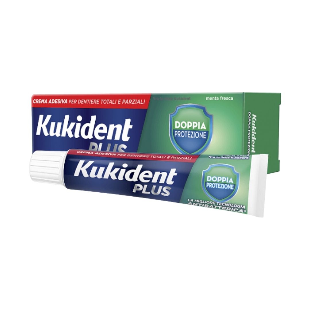 Kukident Plus Doppia Protezione Crema Adesiva Protettiva Protesi Dentarie 40 g