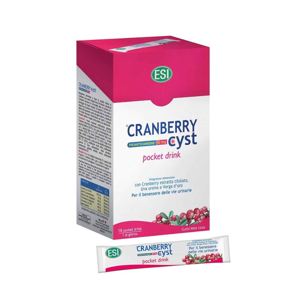 Esi Cranberry Cyst Integratore Benessere delle Vie Urinarie 16 Pocket Drink
