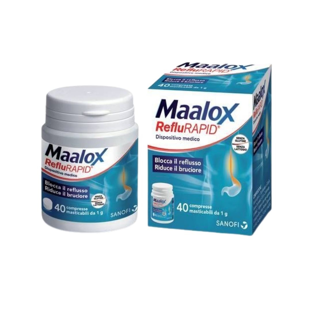 Maalox RefluRAPID per il Reflusso Gastrico e il Bruciore 40Compresse Masticabili