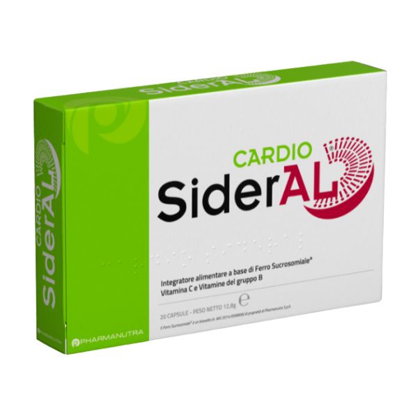 CardioSiderAl Integratore di Ferro Acido Folico Vitamine B6 e B12 20 Capsule