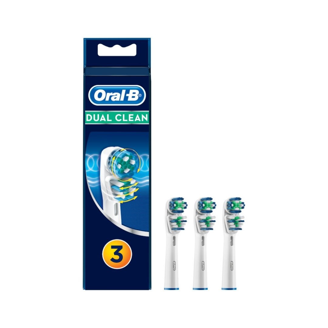Oral-B Dual Clean Testine di Ricambio Spazzolino Elettrico EB-417 3 Pezzi