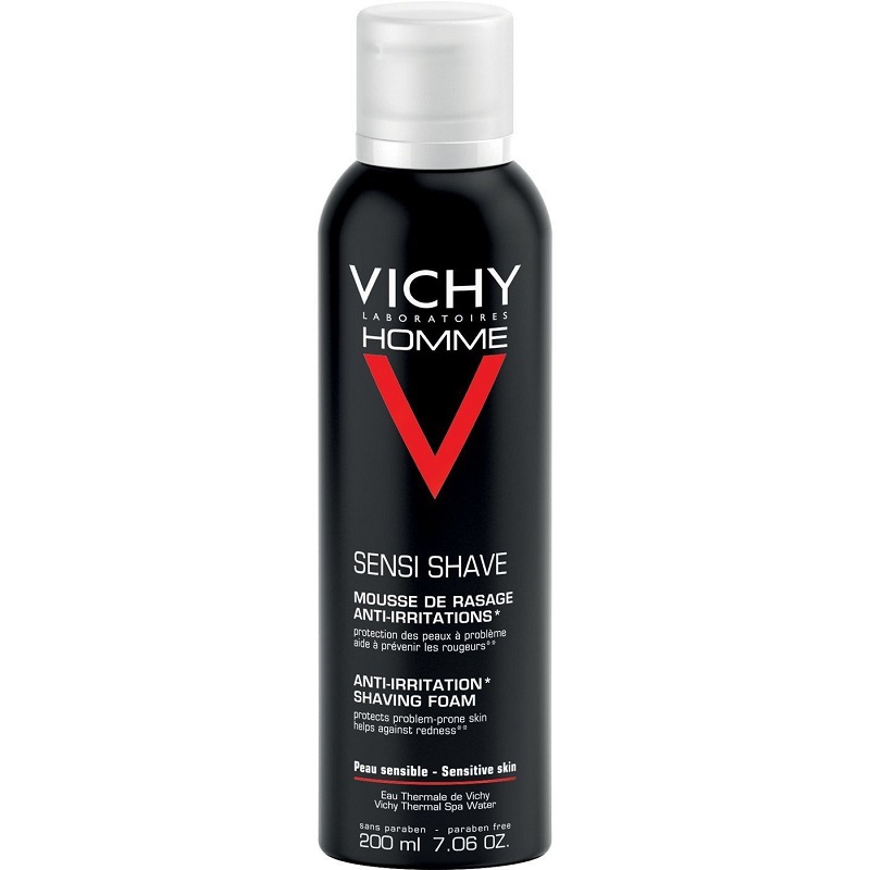 Vichy Homme Sensi Shave Mousse Schiuma da Barba Anti-Irritazioni Uomo 200 ml