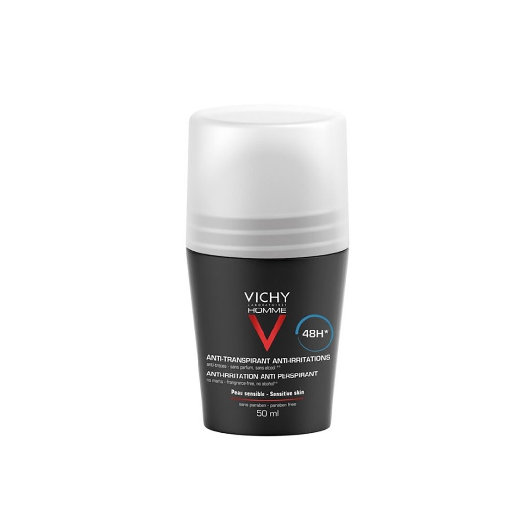 Vichy Homme Deodorante 48h Roll-on Pelle Sensibile Effetto Lenitivo Uomo 50 ml