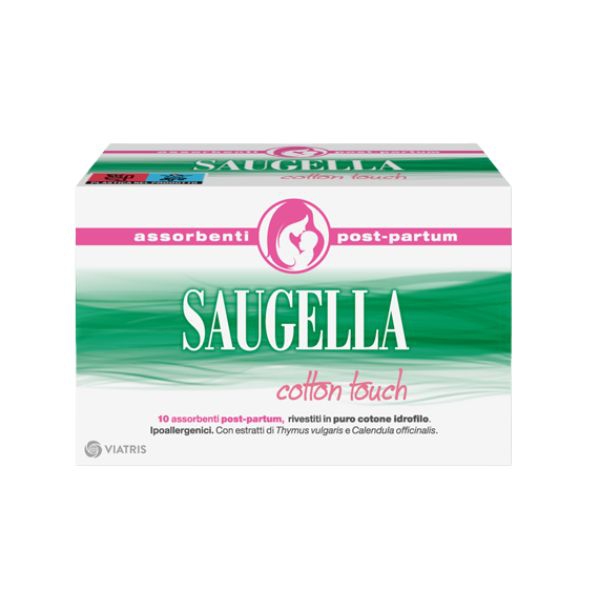 Saugella Cotton Touch 10 Assorbenti Post-Partum in Puro Cotone
