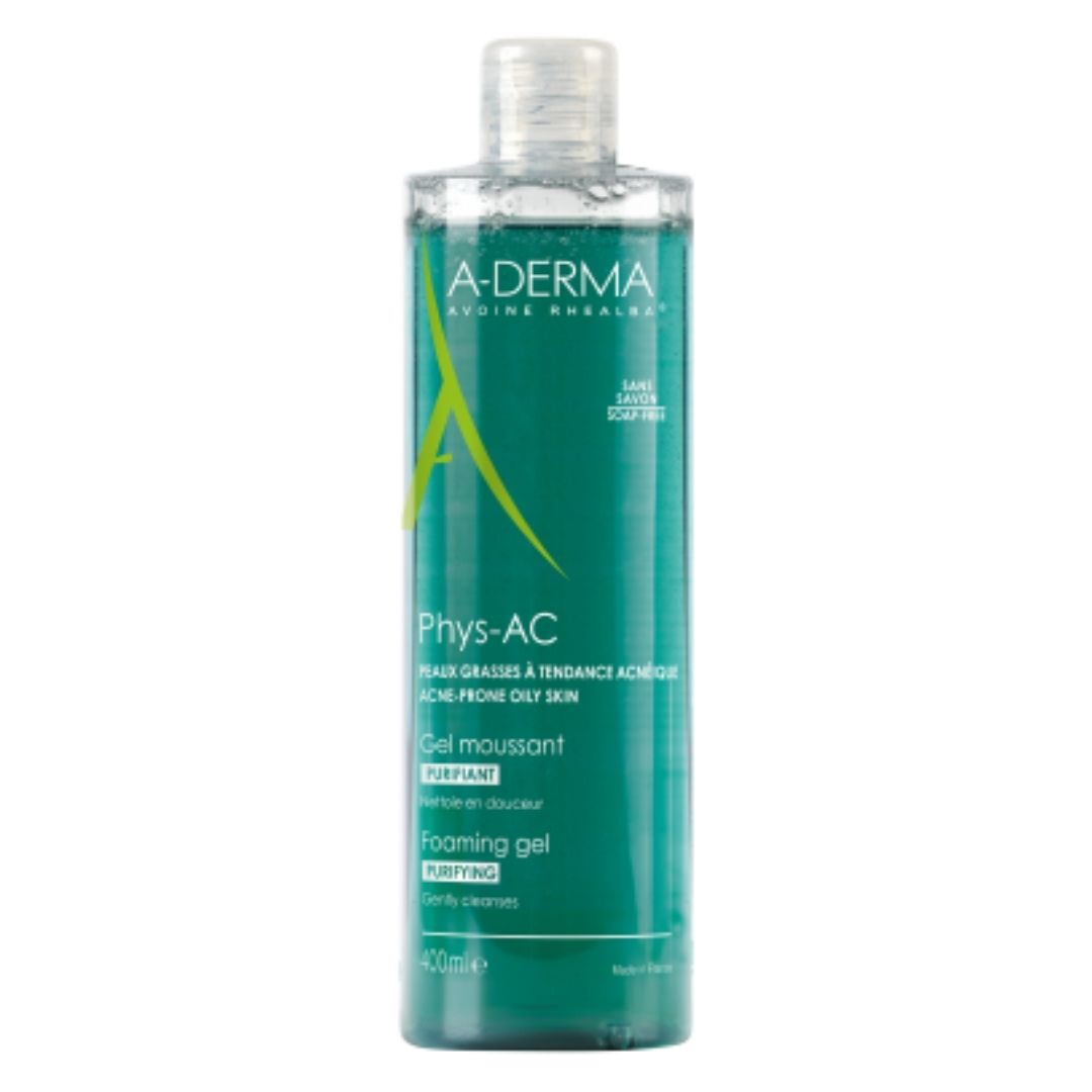A-Derma Phys-AC Gel Detergente Purificante Viso per Pelli Grasse 400 ml