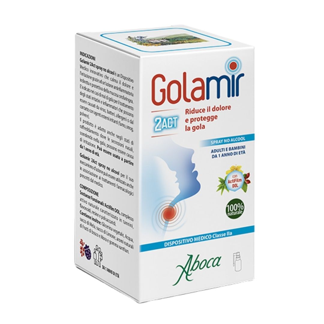 Golamir 2Act Integratore Spray per la Mucosa Orofaringea No Alcool 30 ml