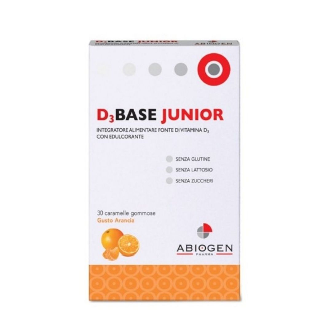 D3base Junior Integratore Di Vitamina D3 30 Caramelle Gommose Gusto Arancia