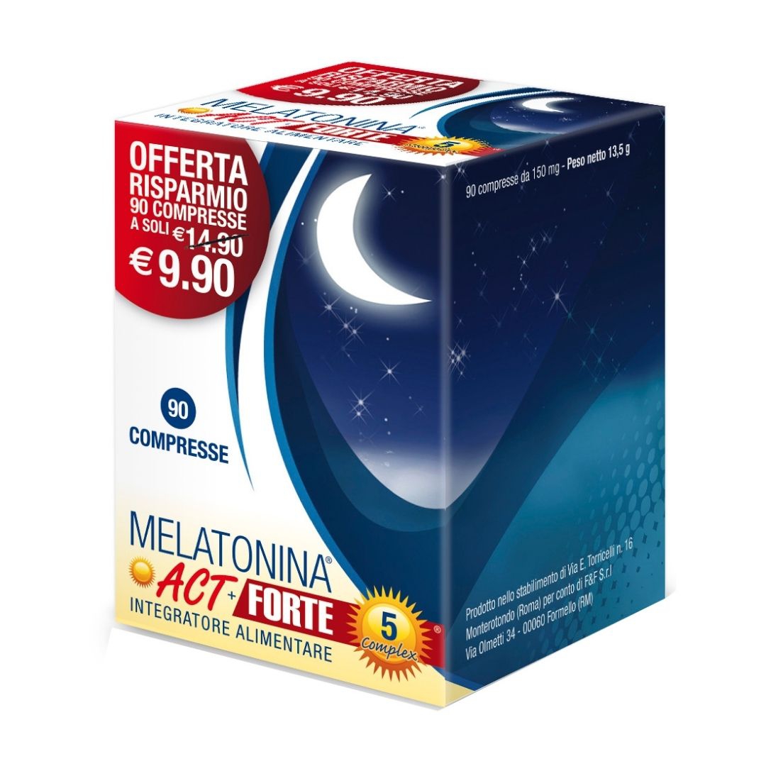 Melatonina Act   Forte 5 Complex Integratore per Favorire il Sonno 90 Compresse