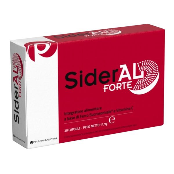 SiderAl Forte Integratore Alimentare A Base di Ferro e Vitamina C 20 Capsule