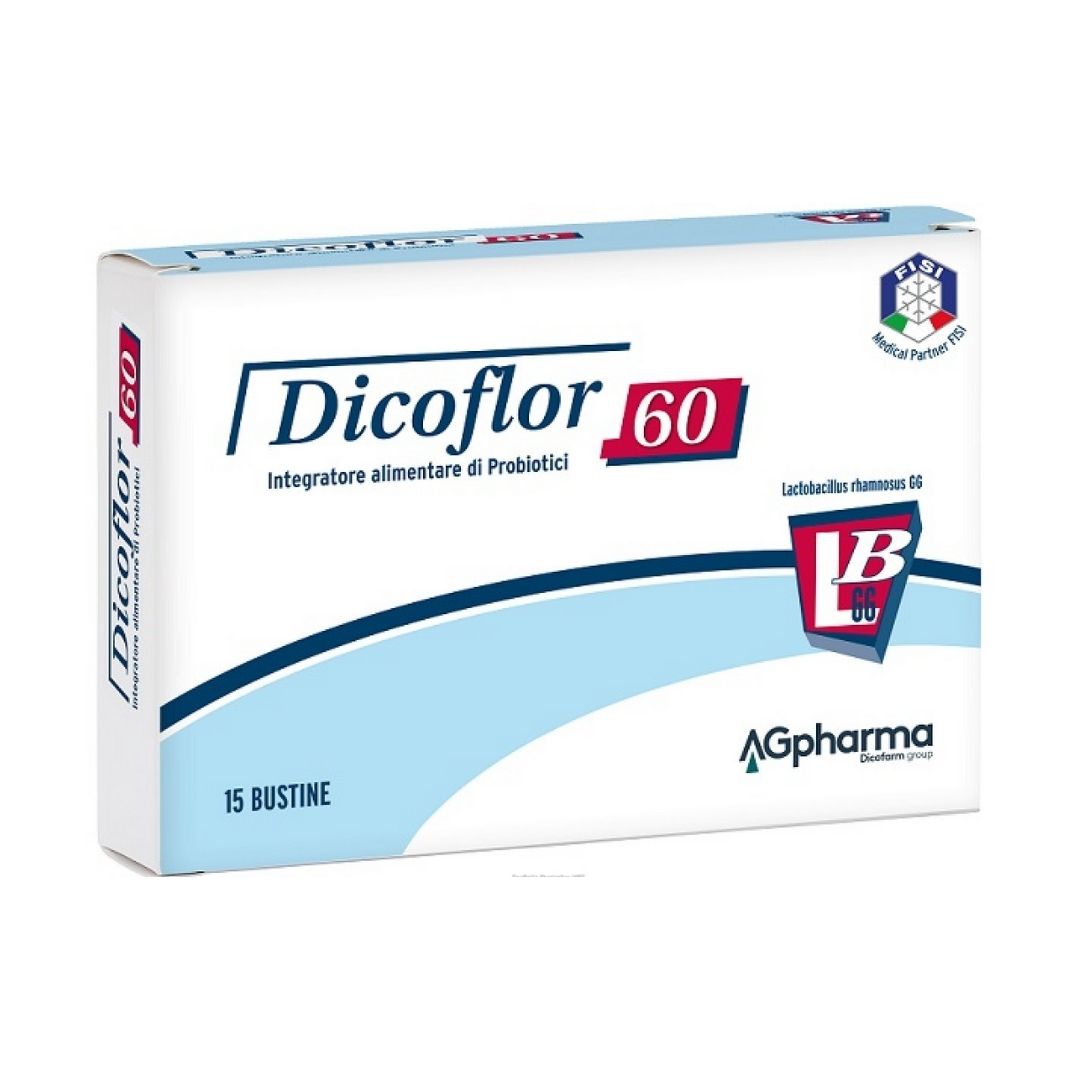 Dicoflor 60 Probiotico Integratore per L'Equililbrio Flora Intestinale 15 Buste