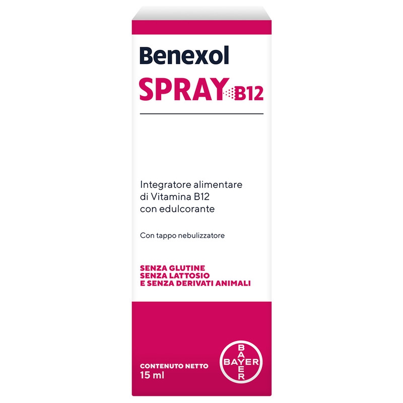 Benexol Spray Integratore alimentare di Vitamina B12 ad Alto Dosaggio con Edulcorante Flacone 15ml