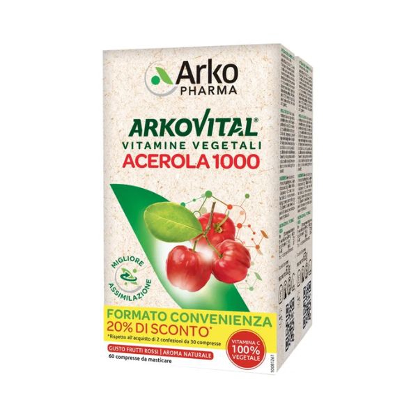 Arkopharma Arkovital Acerola 1000 Integratore di Vitamina C Promo Bipacco 60 com
