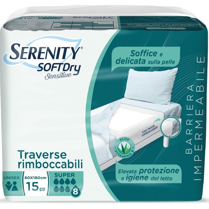 Serenity Soft Dry Sensitive Traversa Assorbente Super 80x180 15 Pezzi