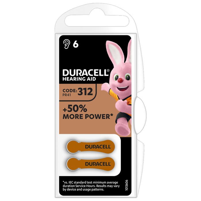 Duracell EasyTab 312 Marrone Batterie Apparecchio Acustico 6 Batterie