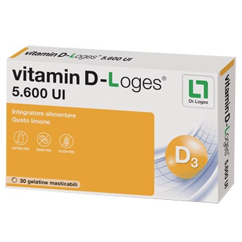 Vitamin D Loges 5.600 UI  Integratore Vitamina D 30 Gelatine Masticabili