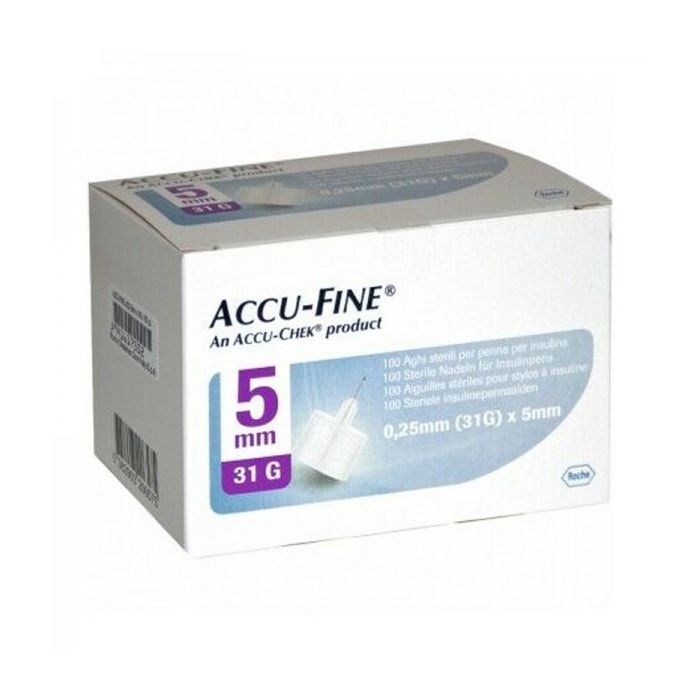 Accu-Fine Aghi Penna Per Insulina 5mm 31G 100 Pezzi