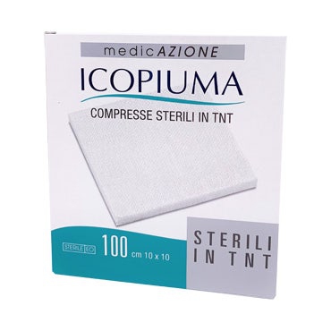 Icopiuma Compresse Adesive di Garza Sterili in TNT 10x10 cm 100 Pezzi