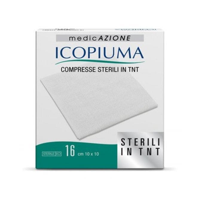 Icopiuma Compresse Adesive di Garza Sterili in TNT 10x10 cm 16 Pezzi