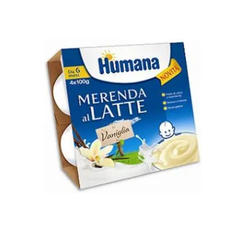 Humana Merenda al Latte Gusto Vaniglia 4x100 g
