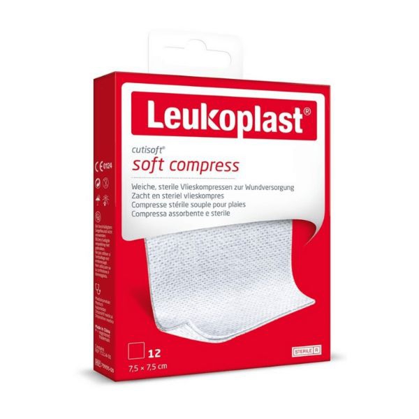 Leukoplast Cutisoft Compresse Sterili di Garza Idrofila TNT 7,5x7,5cm 12 Pezzi