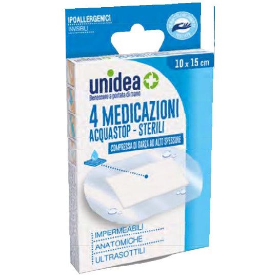 Unidea Medicazioni Sterili AcquaStop Misura 10x15cm 4 Pezzi