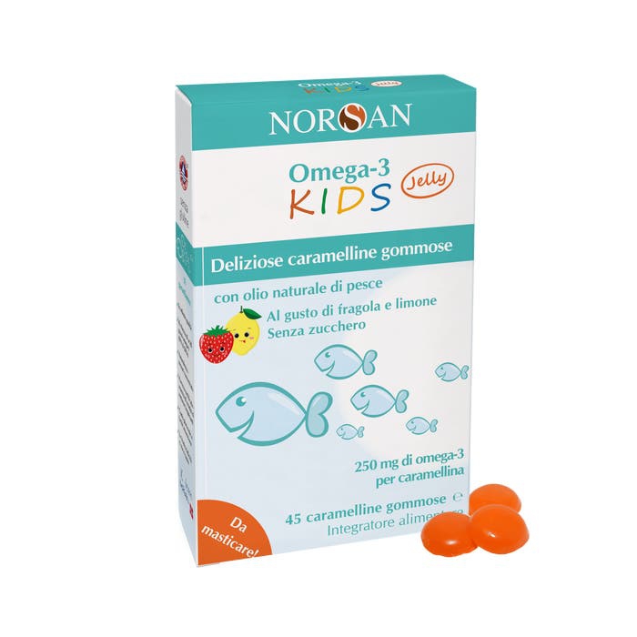Norsan Omega 3 Kids Integratore Con vitamina D e Omega 3 Bambini 45 Caramelline