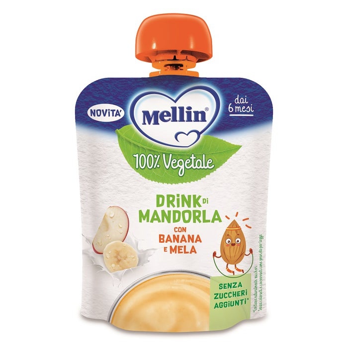 Mellin Drink 100% Vegetale Di Mandorla Con Banana E Mela Per Bambini 6 Mesi+ 90g