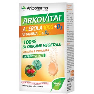 Arkopharma Arkovital Acerola 1000 C + D3 20 Compresse Effervescenti
