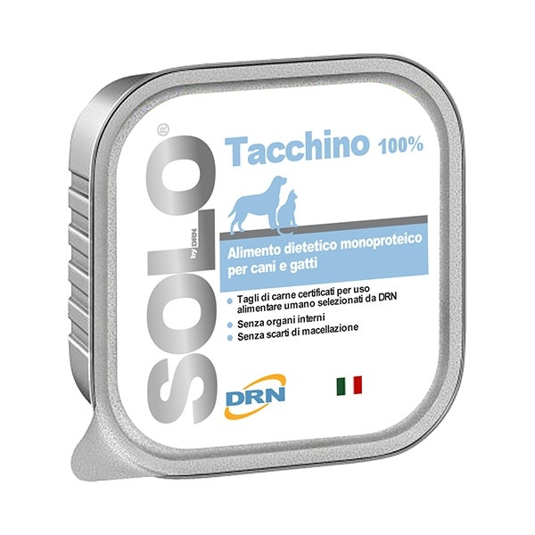 Drn Solo Tacchino Alimento Dietetico Monoproteico Umido Cani/Gatti 300g