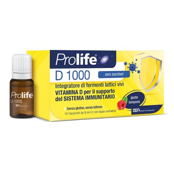 Prolife D 1000 Integratore di Probiotici e Vitamina D 10 Flaconcini
