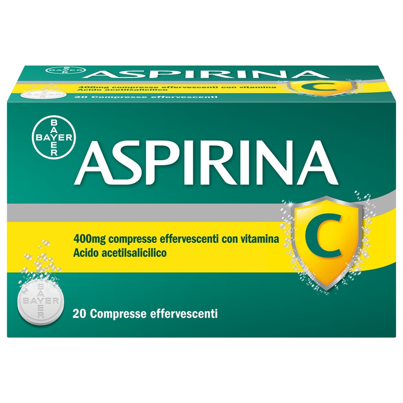 Aspirina C 400 Mg Compresse Effervescenti Con Vitamina C 20 Compresse In Strip Al Pe Carta Pe Al Surlyn