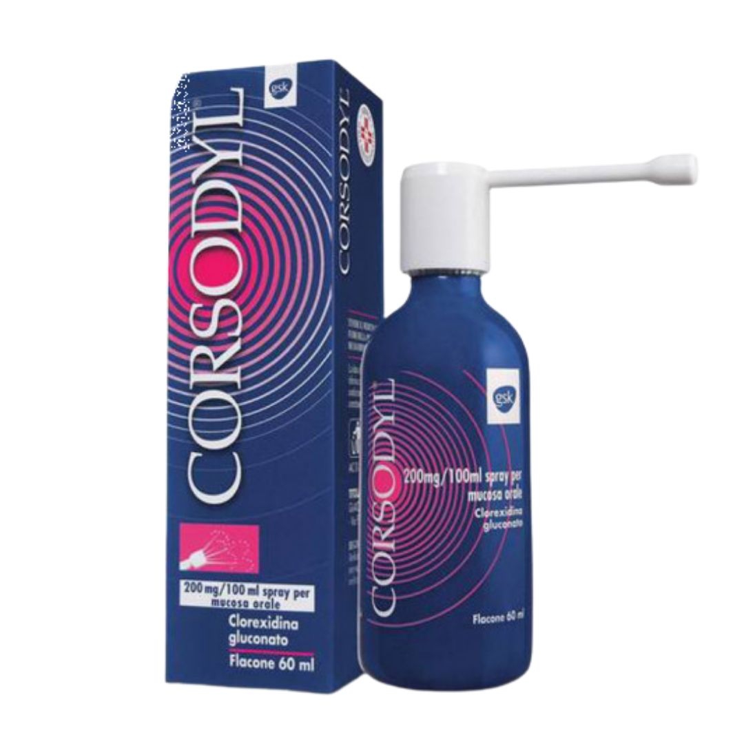 Corsodyl 200 Mg/100 Ml Spray Per Mucosa Orale Flacone 60 Ml