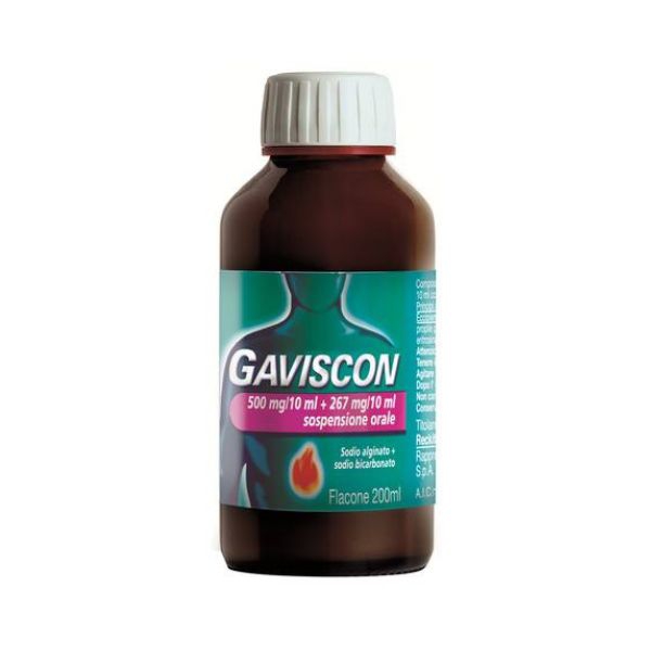 Gaviscon 500 Mg/10 Ml + 267 Mg/10 Ml Sospensione Orale Flacone 200 Ml
