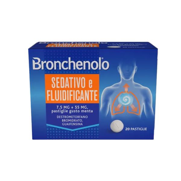 Bronchenolo Sed Fluid 7 5 Mg   55 Mg Pastiglie Gusto Menta  20 Pastiglie
