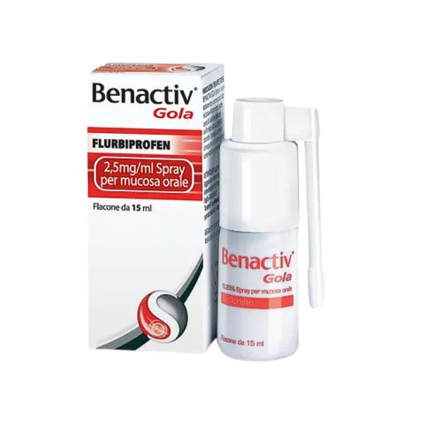 Benactiv Gola 0,25%  Spray Per Mucosa Orale Flaconcino 15 Ml