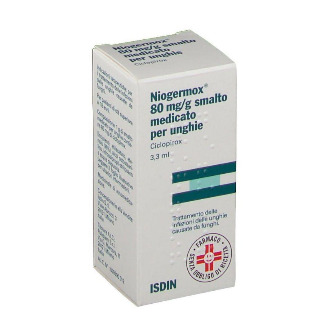 Niogermox 80 Mg/G Smalto Medicato Per Unghie Flacone In Vetro Da 3,3Ml Con Tappo A Vite Pp + Pennellino Applicatore