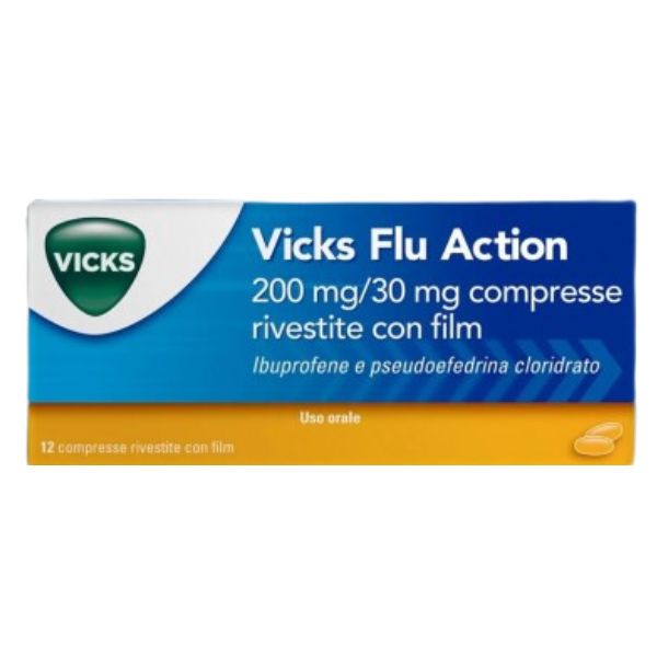 Vicks Flu Action 200 Mg + 30 Mg Compresse Rivestite Con Film 12 Compresse In Blister Pvc/Pctfe-Al