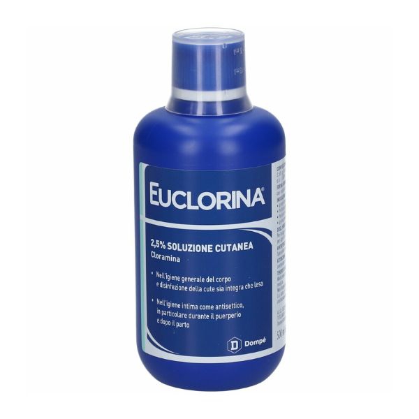 Euclorina 2,5% 2,5% Soluzione Cutanea 1 Flacone Da 500 Ml Con Misurino Dosatore