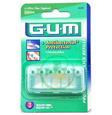 GUM Linea Igiene Dentale Quotidiana Click 424 6 Ricambi Conici 1.1 mm