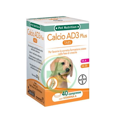 Bayer Pet Linea Animali Domestici Calcio AD3 Cani Integratore 40 Compresse