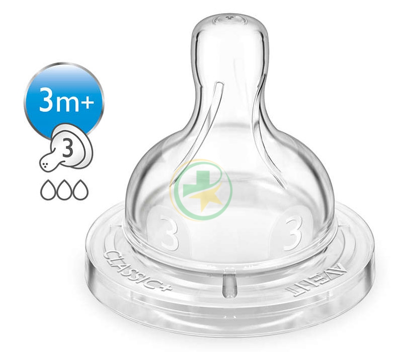 Avent Linea Allattamento Neonato 2 Tettarelle Classic+ Flusso Medio 3 Fori 3m+