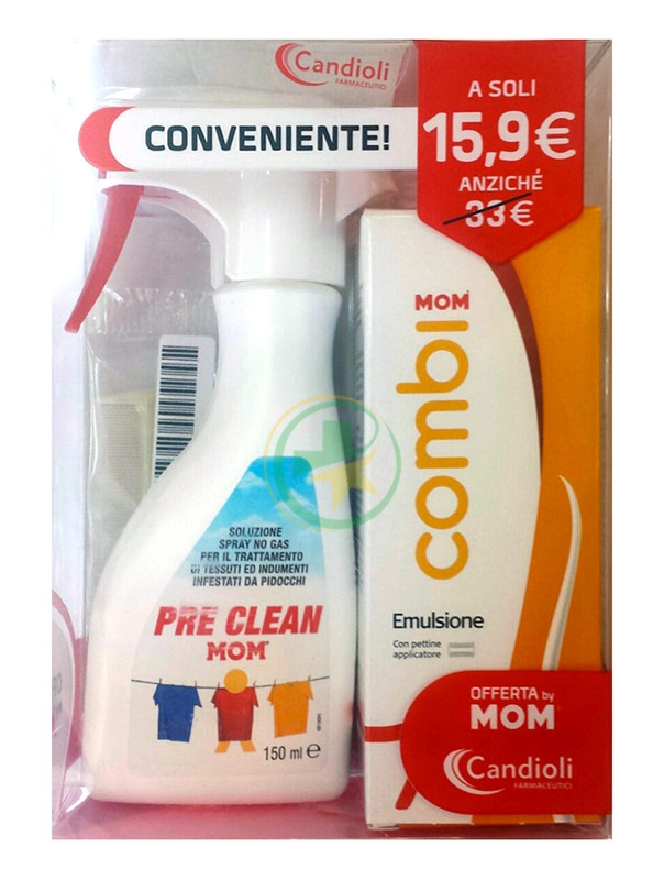 Mom Linea Pre Clean Spray Disinfestazione Tessuti ed Indumenti + Emulsione