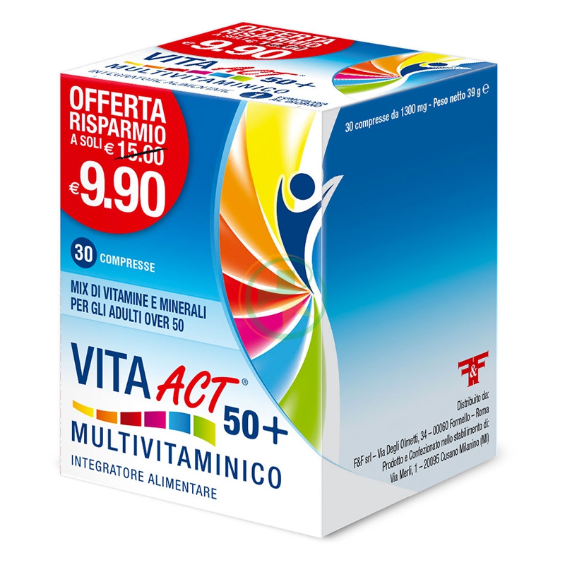Vita Act 50+ Multivitaminico Integratore di Vitamine e Minerali 30 Compresse