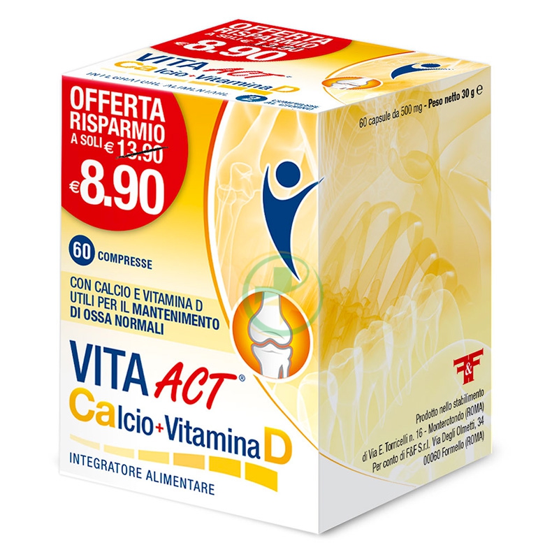 Vita Act Calcio + Vitamina D Integratore Alimentare 60 Compresse